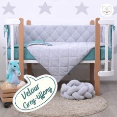 Дитячий постільний комплект Veres Velour Grey-tiffany 5 одиниць